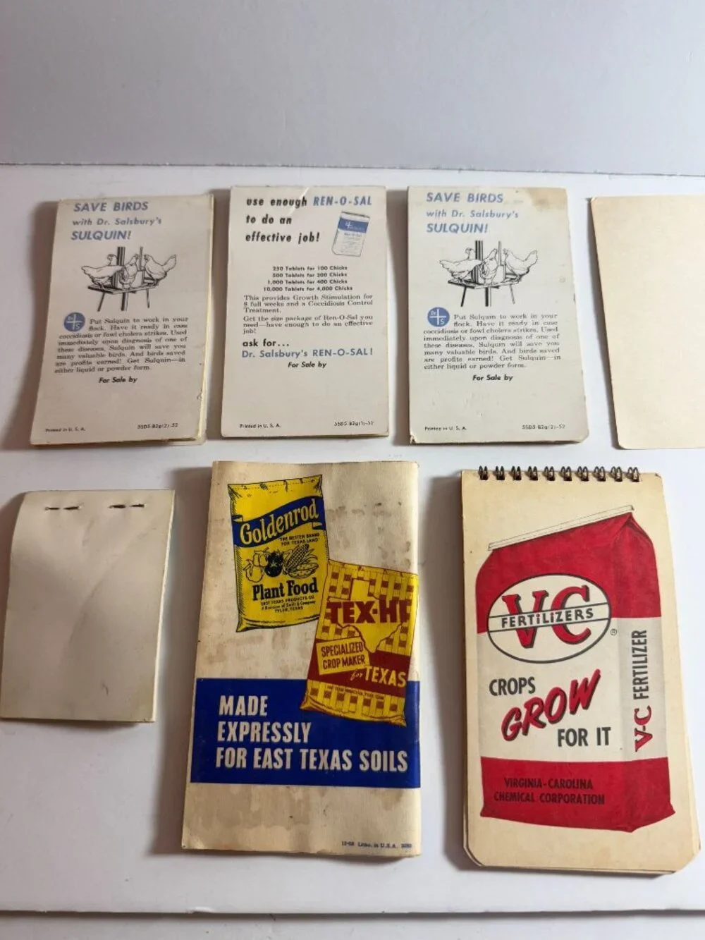 Vintage Advertising Notepads VC Fertilizers Tex Hi Plant Food Farmer Lot READ
